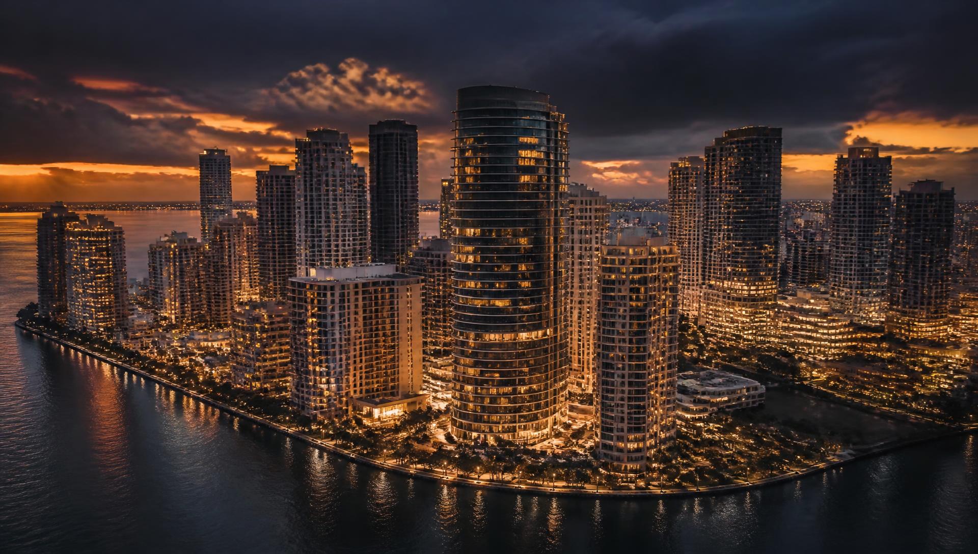 Miami skyline at dusk representing the Miami-Dade luxury market