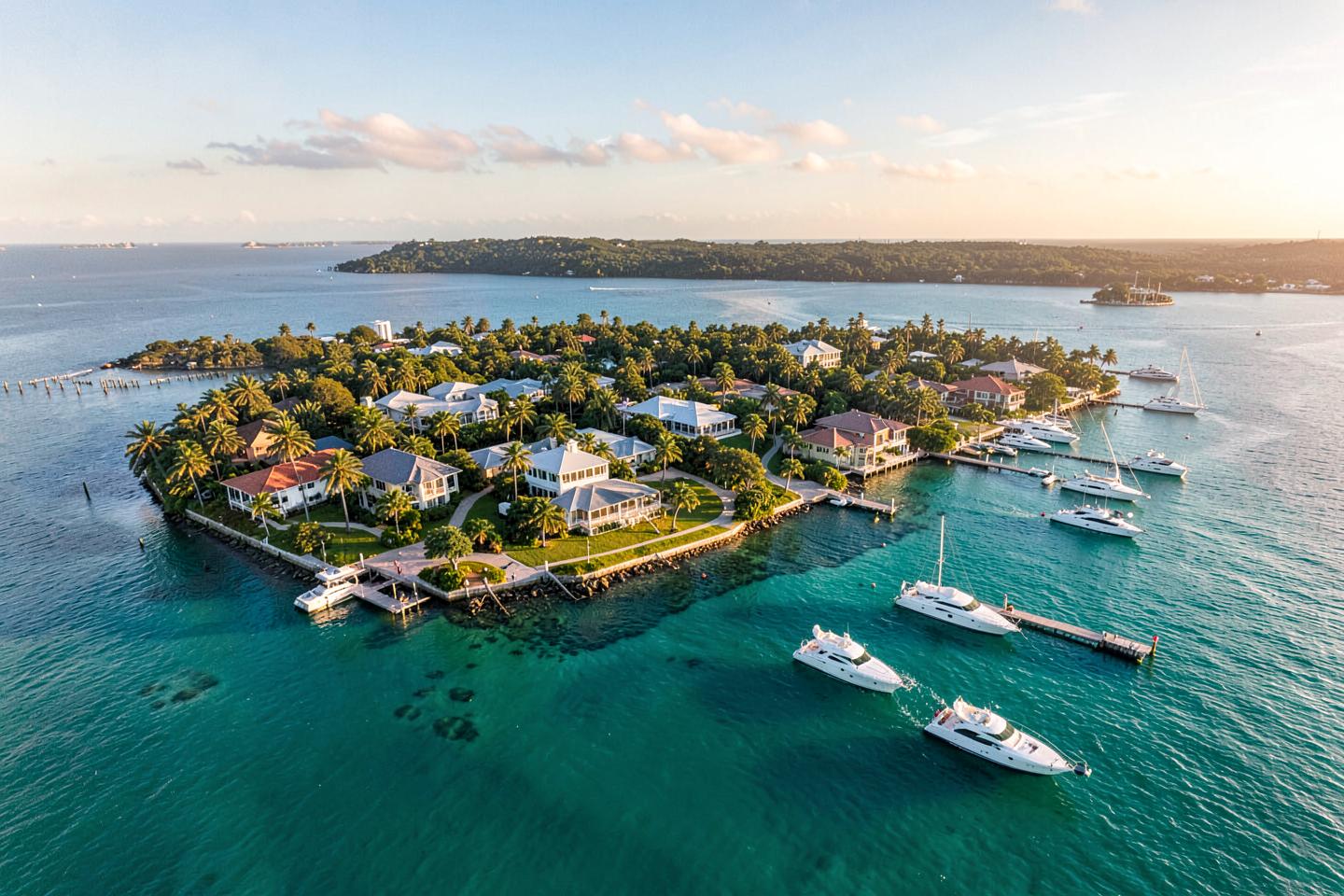 Private island estate with deep-water dockage on Biscayne Bay